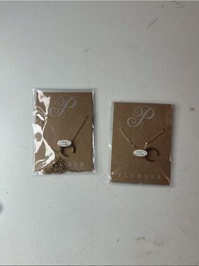 Plunder Gold Crescent Pendant Necklace Gold Pack of Two NWT